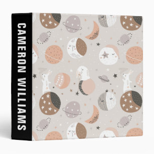 Sweat Dream Bunnies In Space Pattern 3 Ring Binder
