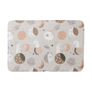 Sweat Dream Bunnies In Space Pattern Bath Mat