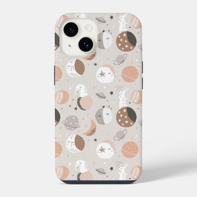 Sweat Dream Bunnies In Space Pattern Iphone Case (Back)