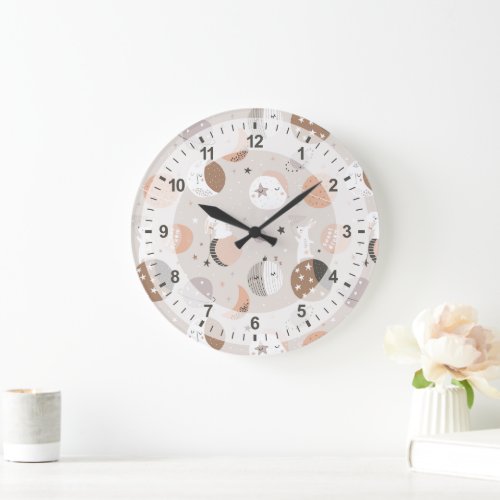 Sweat Dream Bunnies In Space Pattern Large Clock