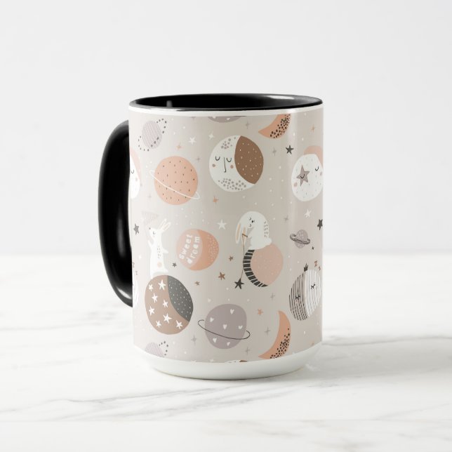 Sweat Dream Bunnies In Space Pattern Mug (Front Left)
