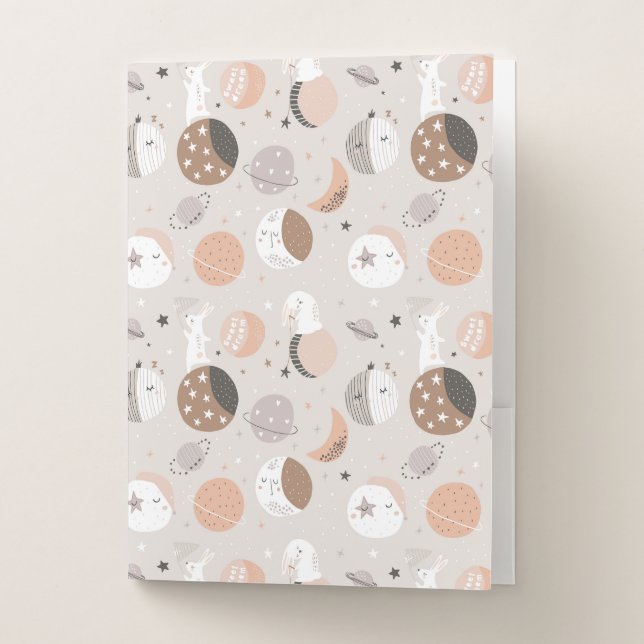 Sweat Dream Bunnies In Space Pattern Pocket Folder (Front)