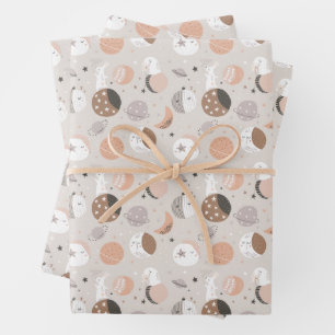 Sweat Dream Bunnies In Space Pattern Wrapping Paper Sheets