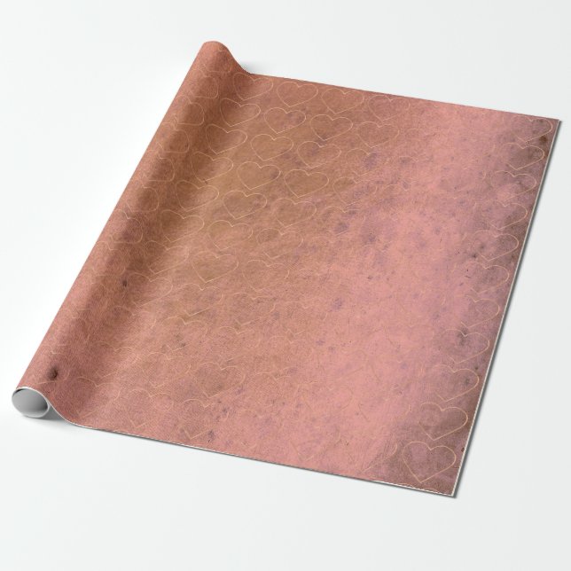 Sweat Heart Blush Pink Rose Gold Grungy Lilac Wrapping Paper (Unrolled)