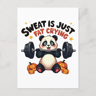 Sweat is Just Fat Crying Funny Panda Fitness Gym Announcement Postcard
