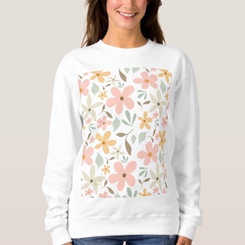 Sweat Shirt Pink Flower Pattern