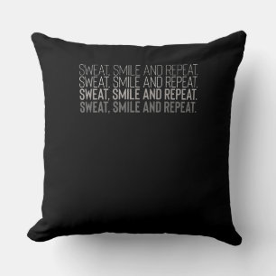 Sweat Smile Repeat Fitness Workout Motivation Throw Pillow