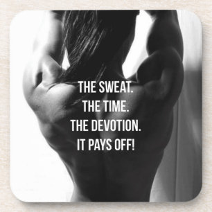 Sweat, Time, Devotion Women's Workout Motivational Drink Coaster