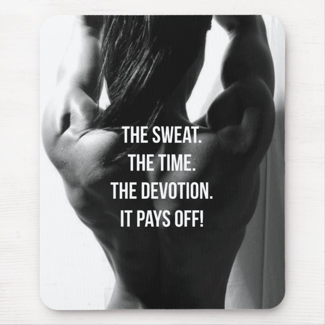 Sweat, Time, Devotion Women's Workout Motivational Mouse Pad (Front)