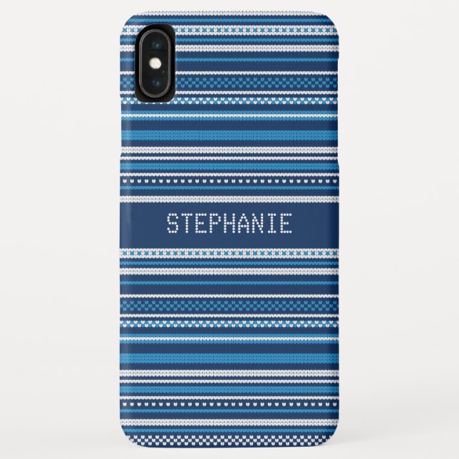 Sweater Blue White Stripe Christmas Personalized Case-Mate iPhone Case (Back)