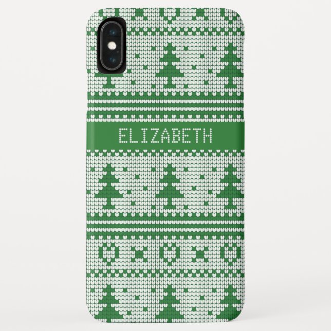 Sweater Green White Christmas Tree Personalized Case-Mate iPhone Case (Back)