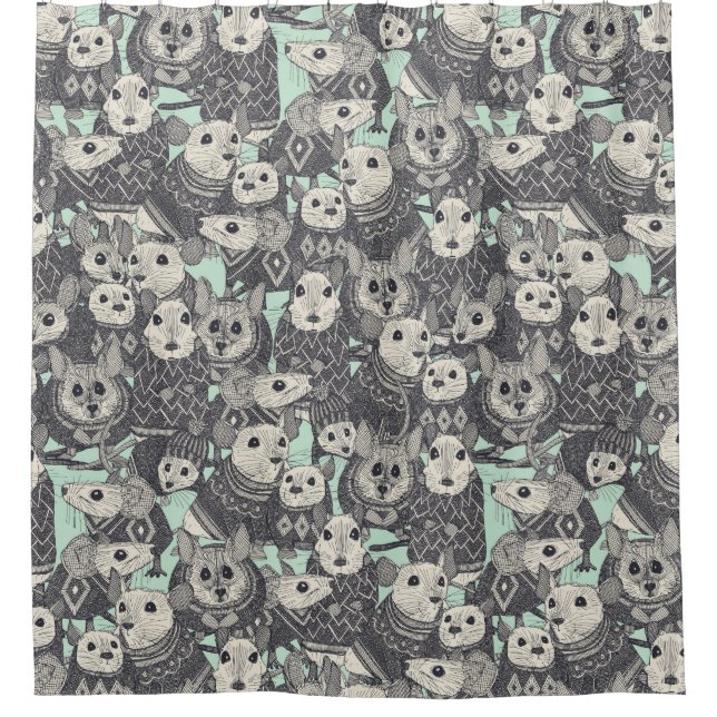 sweater mice mint shower curtain (Front)