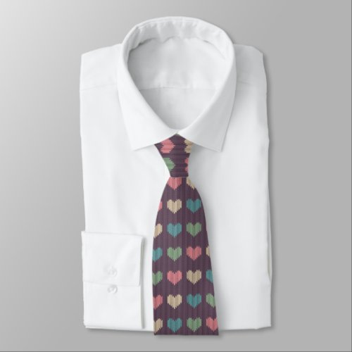 Sweater Pattern Hearts  Modern Valentines Tie