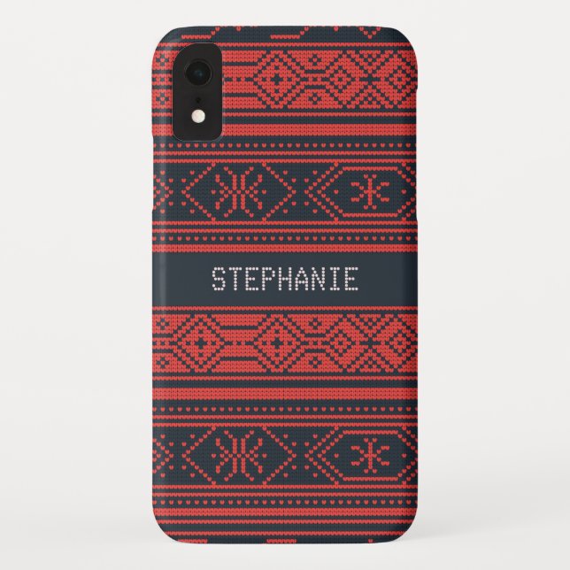 Sweater Red Black Pattern Christmas Personalized Case-Mate iPhone Case (Back)