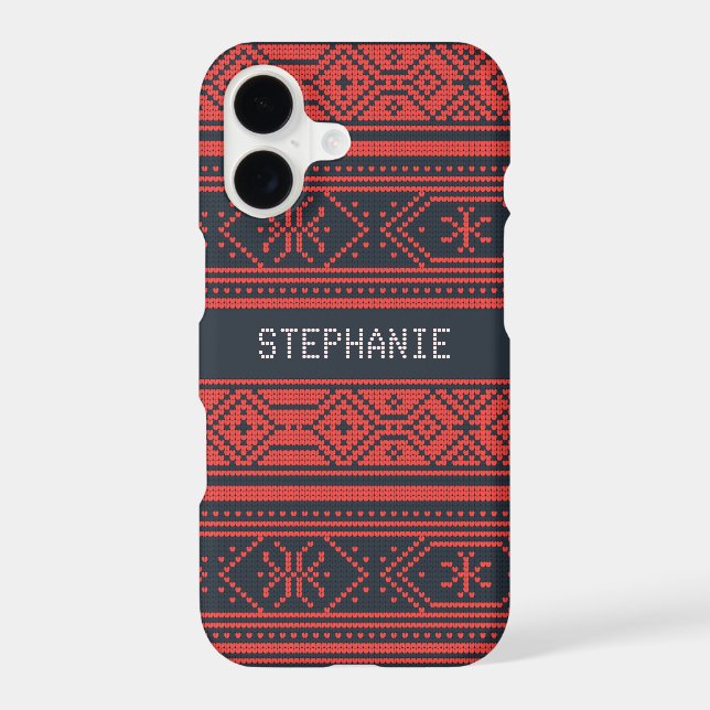Sweater Red Black Pattern Christmas Personalized Iphone Case (Back)