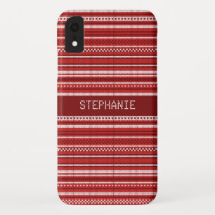 Sweater Red White Stripe Christmas Personalized iPhone XR Case