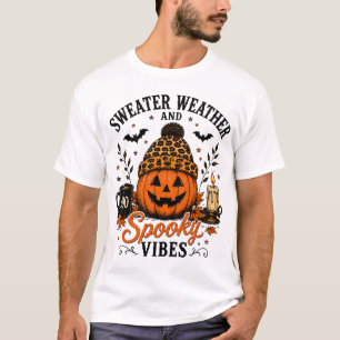 Sweater Weather and Spooky Vibes Halloween T-Shirt