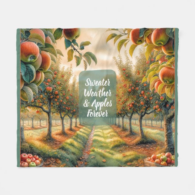 Sweater Weather & Apples Forever Fleece Blanket (Front (Horizontal))