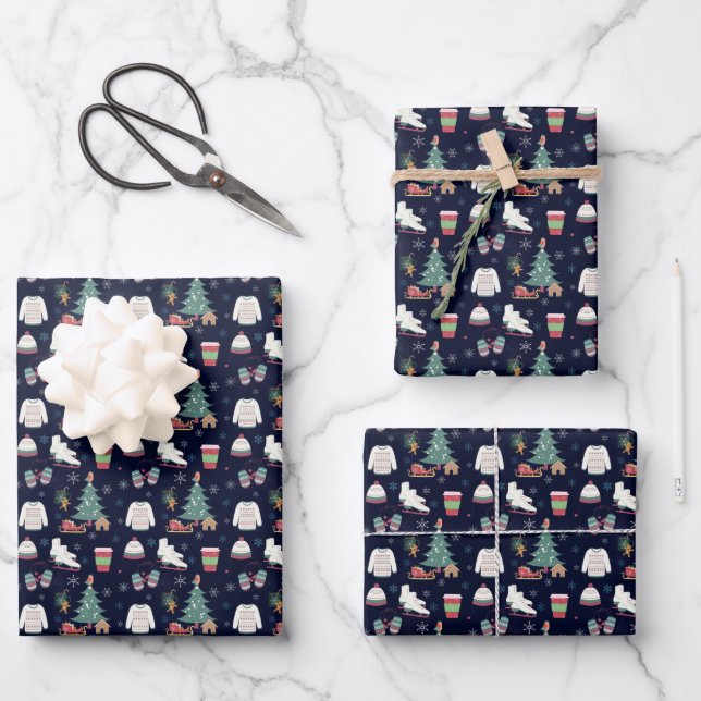 Sweater Weather Christmas Wrapping Paper Sheets (Front)