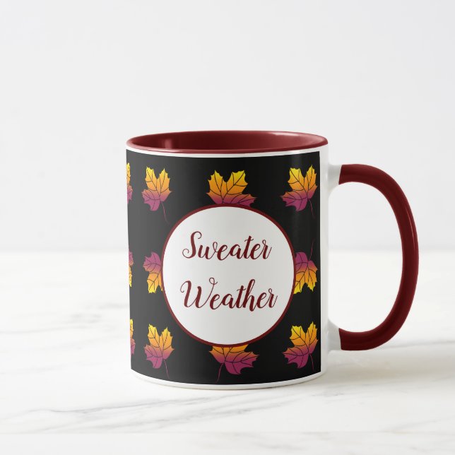 Sweater Weather Fall Leaves Autumn Seasonal Mug (Right)