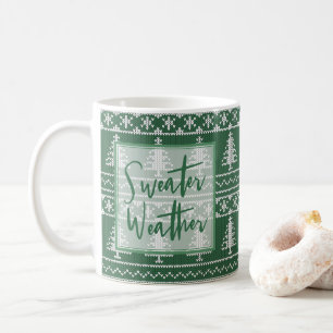 Sweater Weather Green Nordic Knit Christmas Coffee Mug