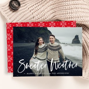 Sweater Weather Red Photo Holiday Card