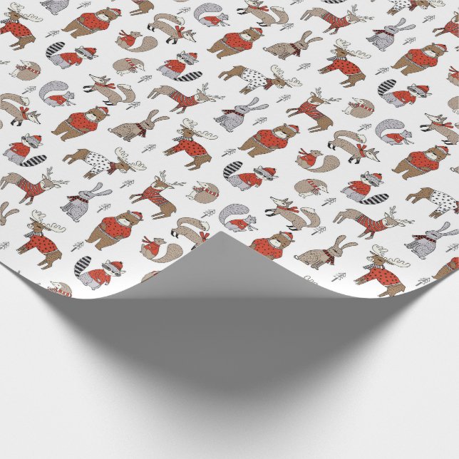 Sweater Weather Winter Animals Wrapping Paper (Corner)