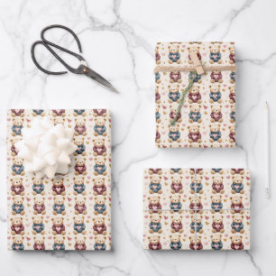 Sweatered Teddy Bears Wrapping Paper Sheets