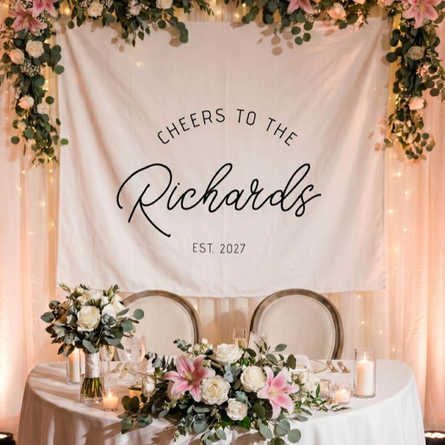 Sweatheart Table Custom Wedding Last Name Sign Tapestry (Creator Uploaded)