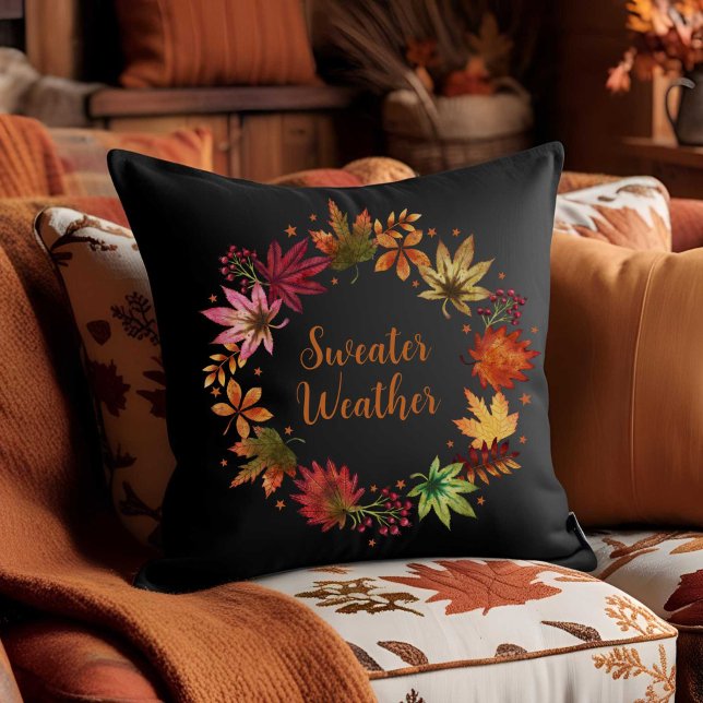 Sweather Weather Autumn Fallen Leaves Harvest Throw Pillow (Sweather Weather Autumn Fallen Leaves Harvest Throw Pillow)