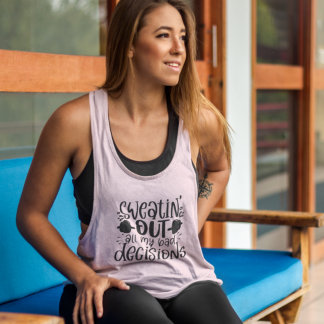 Sweating Out Bad Decisions Funny Fitness Quote Tank Top
