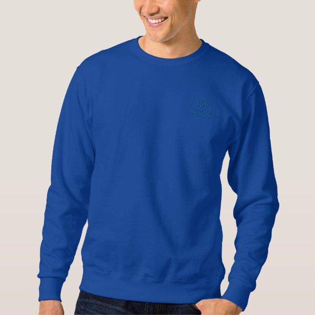SWEATSHIRT EMBROIDERED MEN'S I Love Jesus  (Front)