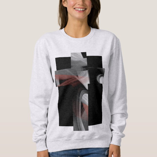 Sweatshirt Trend Abstract Black White Powdery (Front)