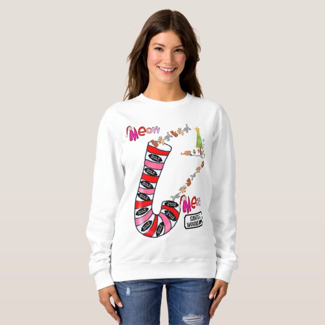 Sweatshirt Vintage Santa's Cats Kittens Meow  (Front Full)