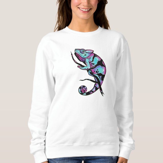 Sweatshirt weatshirt with a cute chameleon image. (Front)