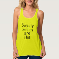 sweaty selfie hot gym beach pun yoga funny graphic tank top