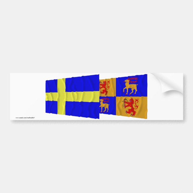 Sweden and Kalmar län waving flags Bumper Sticker (Front)