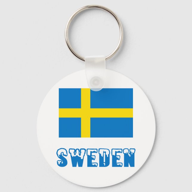 Sweden and Swedish Flag Keychain (Front)