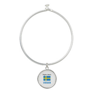 Sweden and Swedish Flag Personalized Bangle Bracelet