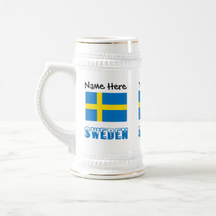 Sweden and Swedish Flag Personalized Beer Stein
