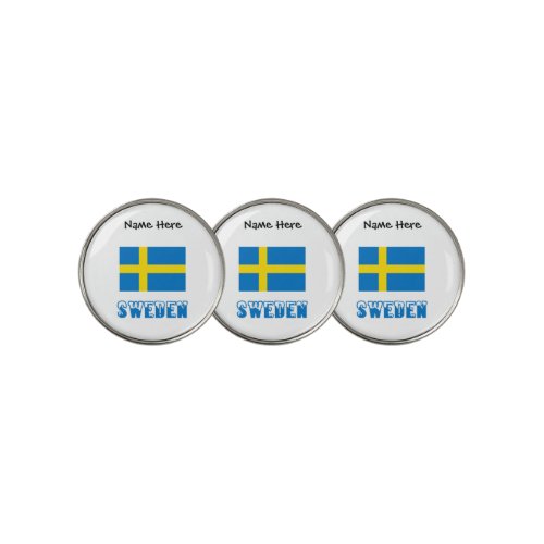 Sweden and Swedish Flag Personalized  Golf Ball Marker