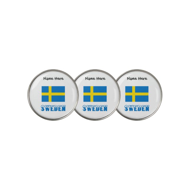 Sweden and Swedish Flag Personalized  Golf Ball Marker (3 Up)