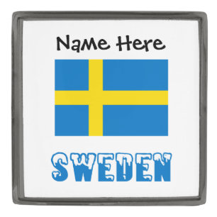 Sweden and Swedish Flag Personalized  Gunmetal Finish Lapel Pin