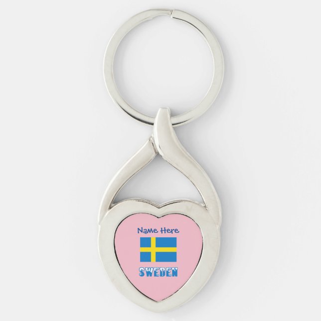 Sweden and Swedish Flag Personalized  Keychain (Front)