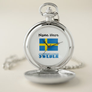 Sweden and Swedish Flag Personalized Pocket Watch
