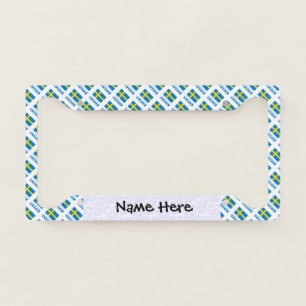 Sweden and Swedish Flag Tiled with Your Name License Plate Frame
