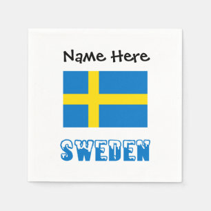 Sweden and Swedish Flag with Your Name Napkins