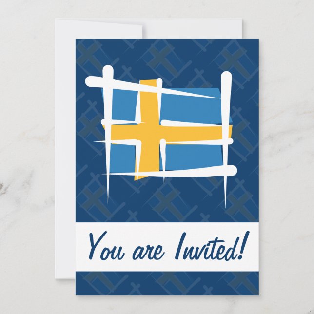 Sweden Brush Flag Invitation (Front)