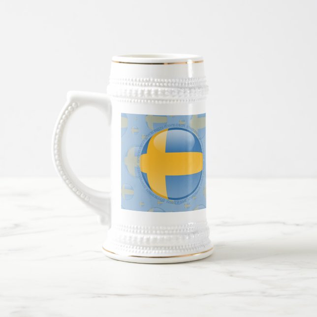 Sweden Bubble Flag Beer Stein (Left)