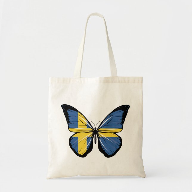 Sweden Butterfly Flag Tote Bag (Front)
